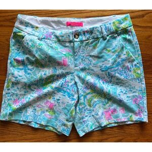 Lilly Pulitzer Jayne Knit Shorts What a Lovely Place Print Size 8